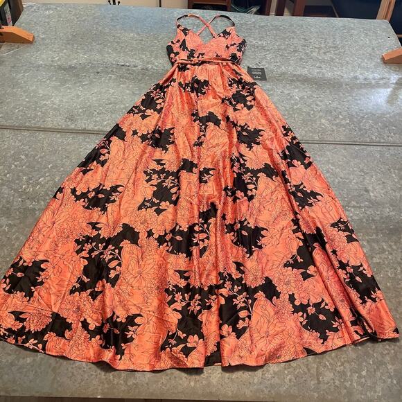 NWT Lulus Tea Gardens Rusty Rose Floral Print Satin Maxi Dress XS Coral Pink - Picture 3 of 16